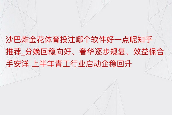 沙巴炸金花体育投注哪个软件好一点呢知乎推荐_分娩回稳向好、奢华逐步规复、效益保合手安详 上半年青工行业启动企稳回升