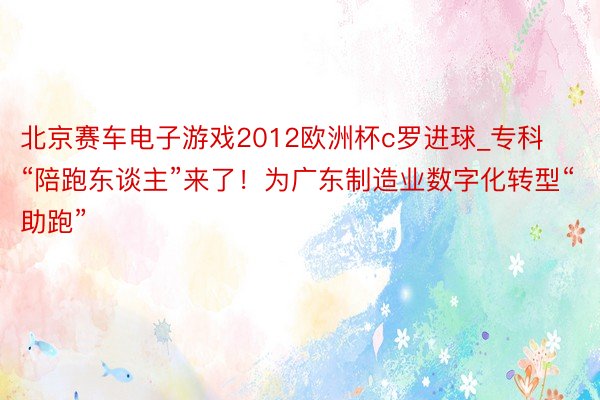 北京赛车电子游戏2012欧洲杯c罗进球_专科“陪跑东谈主”来了！为广东制造业数字化转型“助跑”