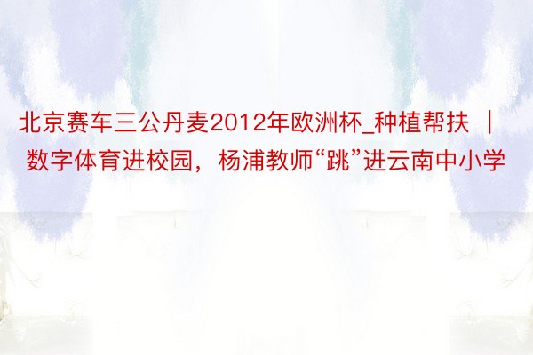 北京赛车三公丹麦2012年欧洲杯_种植帮扶 ｜ 数字体育进校园，杨浦教师“跳”进云南中小学