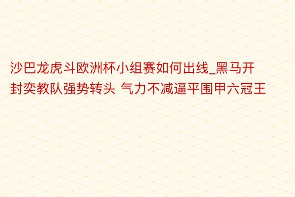 沙巴龙虎斗欧洲杯小组赛如何出线_黑马开封奕教队强势转头 气力不减逼平围甲六冠王