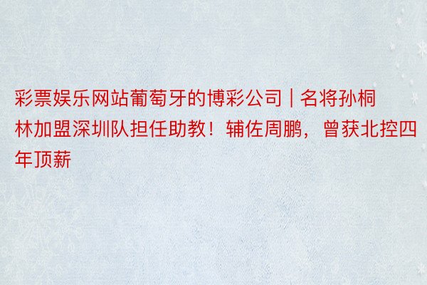 彩票娱乐网站葡萄牙的博彩公司 | 名将孙桐林加盟深圳队担任助教！辅佐周鹏，曾获北控四年顶薪