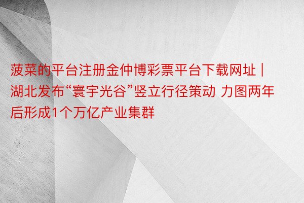 菠菜的平台注册金仲博彩票平台下载网址 | 湖北发布“寰宇光谷”竖立行径策动 力图两年后形成1个万亿产业集群