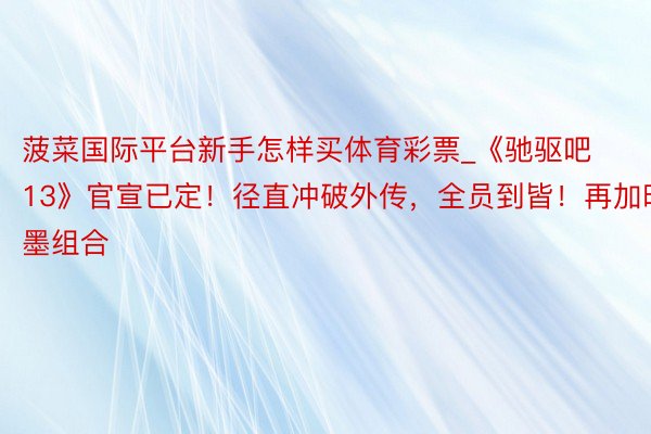 菠菜国际平台新手怎样买体育彩票_《驰驱吧13》官宣已定！径直冲破外传，全员到皆！再加昭墨组合